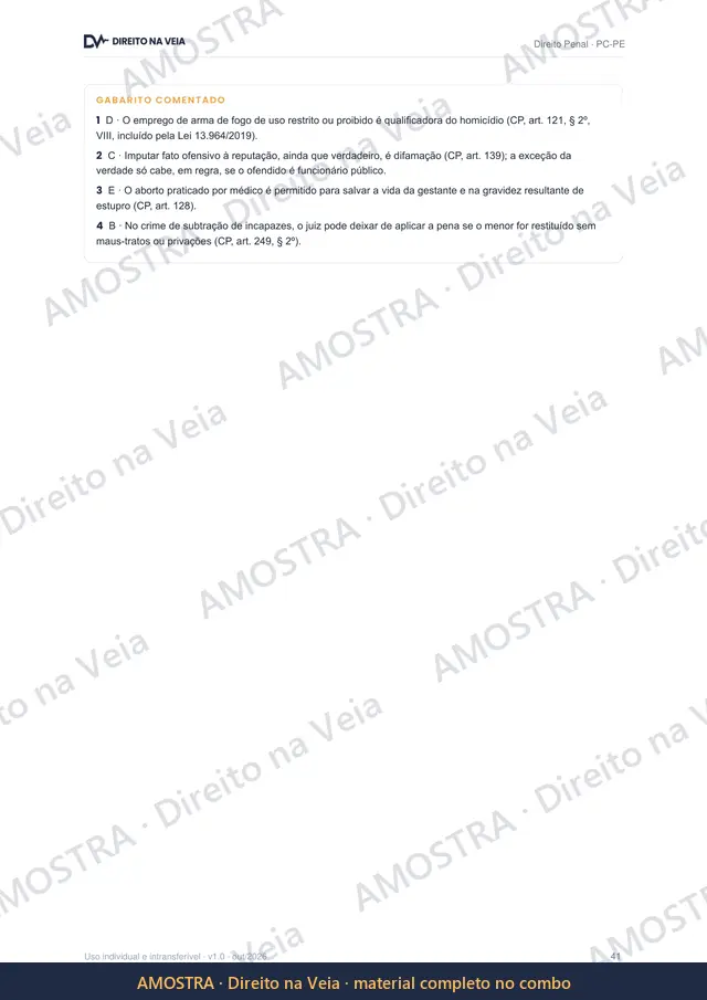 Amostra: Questão real comentada · Apostila PC-PE