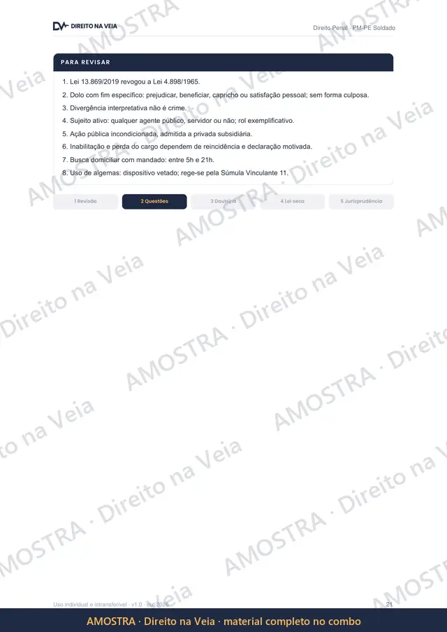 Amostra: Para revisar em 2 minutos · Apostila PM-PE Soldado