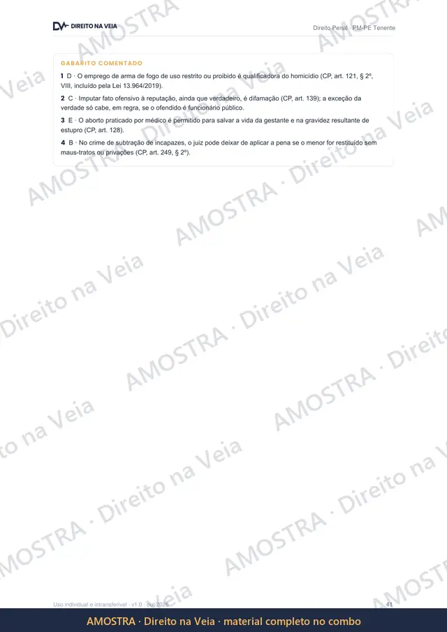 Amostra: Questão real comentada · Apostila PM-PE Tenente